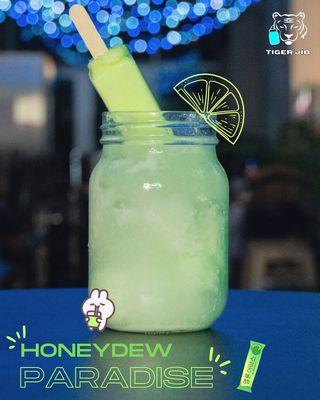 Our most popular soju cocktail! Honeydew Paradise. 

(Tiger Jib x Quick Sushi)