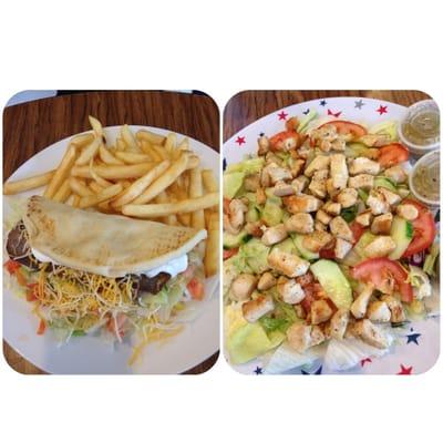 Lamb gyro with fries & Chicken salad