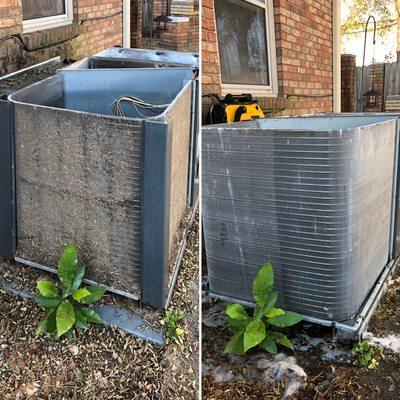 Condenser coil, before and after preventative maintenance