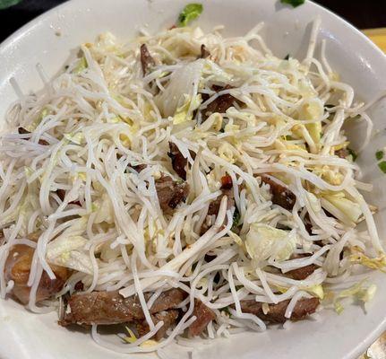 Bun Bo Nuong Cha Gio! Noodles and Beef with Sweet and Spicy Sauce served on the side!