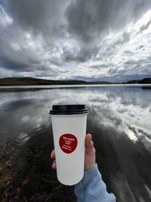 Latte at a lakeside