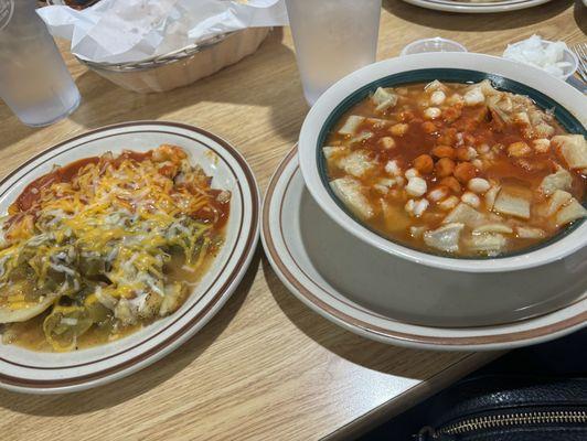 Chile cheese papitas & menudo