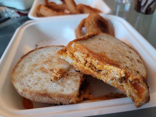 Buffalo chicken grilled cheese