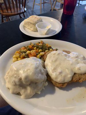 Chicken Fried Steak Lunch (sub Biscuit instead of Texas Toast)