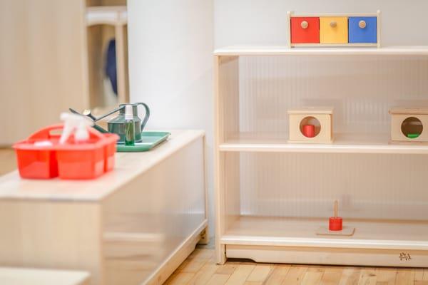 Toddler shelves with lessons