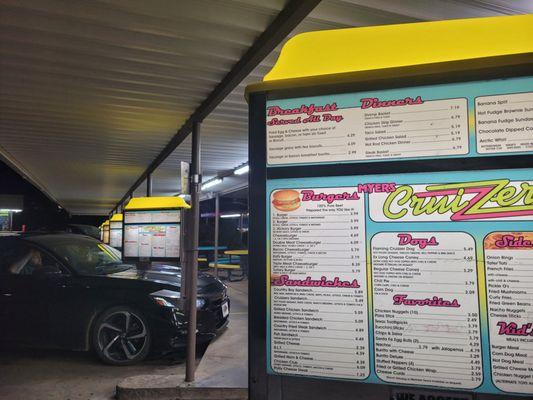 Menu board and customer car