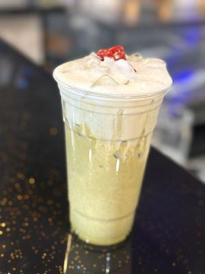 White chocolate matcha razz