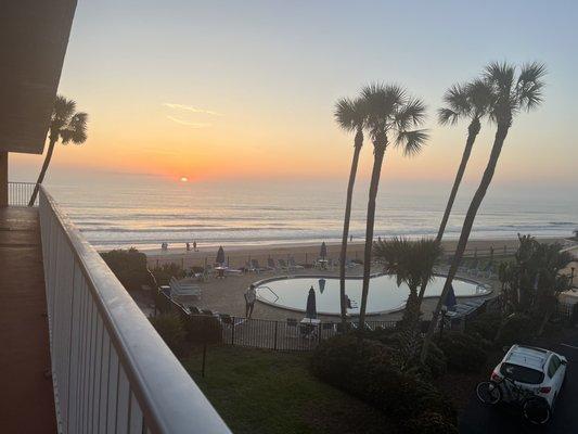 Sunrise from our porch. Over looking the pool