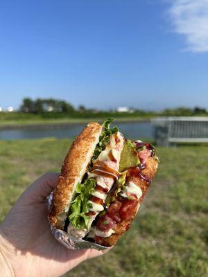 Sushi burger.