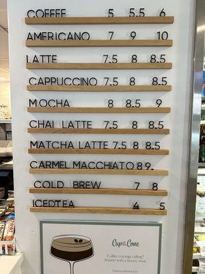 Coffee Menu