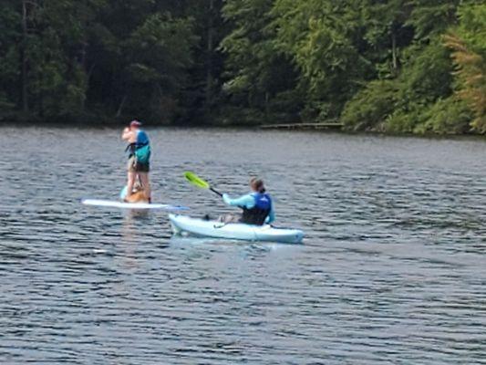 Paddleboarding and kayaking