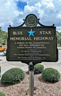 This is the Georgia Blue Star Memorial sign outside the welcome center.  Photo taken August 27, 2022.