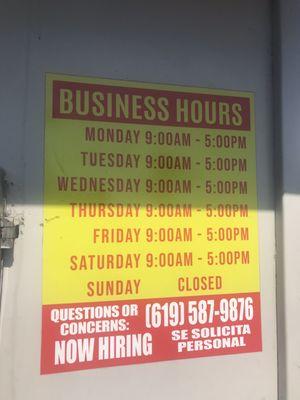 Business hours.