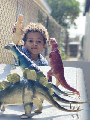 My son playing in the backyard