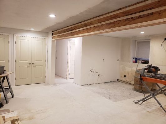 20' LVL install open the basement plan