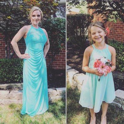 Mother and daughter - bridesmaid and jr. bridesmaid alterations.