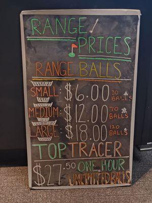 Driving range prices