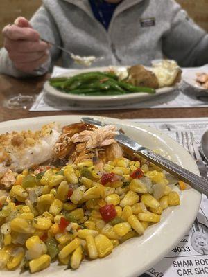 Salmon glazed with Bourbon and Baked scrod with sherry crusted Topping Drunken Pumpkin Ale Delicious