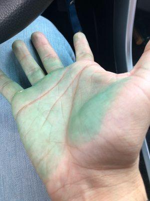 Stained hand