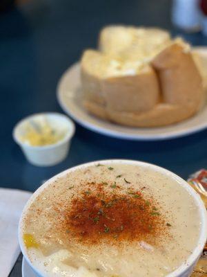 Bowl of chowder is huge with home made bread (ordered separately)