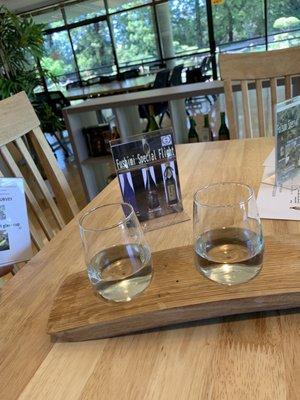 Sake flight in the tasting room!