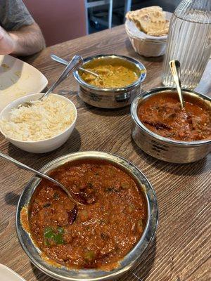 Lamb Kadai, Goat Rogan Josh, & Chicken Korma