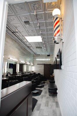 The inside of the barbershop