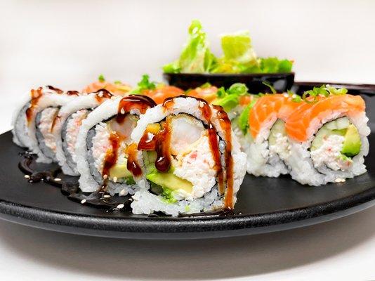 LUNCH COMBO: one hand roll + one house roll + miso soup + salad