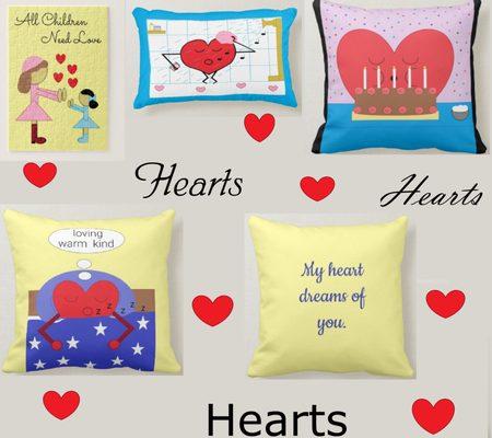 Hearts - pillows and greeting card on Zazzle, (c) Sharon Lee Hudson