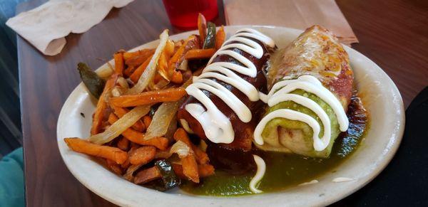 Burritos with xmas sauce and Loco fries