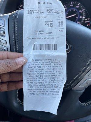 The service I paid for and nowhere on my receipt reads we don't cover tires when I paid for that service