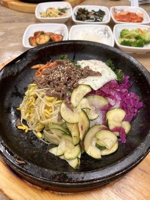 Bibimbap in hot stone pot