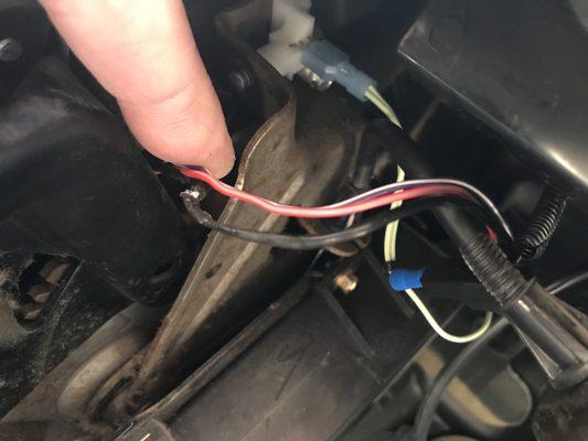 Wires ran across emergency brake