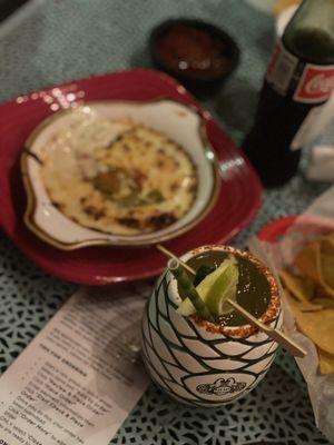 jalepeno marg and flaming cheese