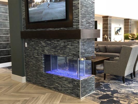 Check out our most recent commercial fireplace installation in Atlanta!