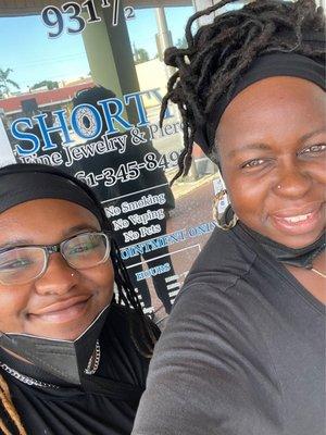 Nose piercing for mother and daughter at Shorty's Fine Jewelry!