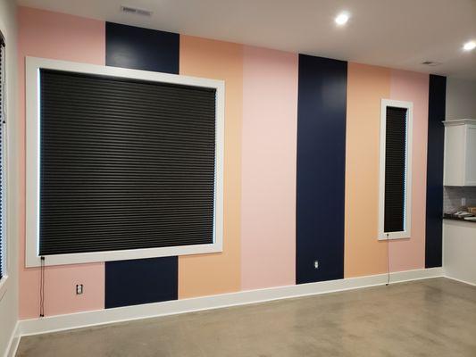 Intricate striped accent wall