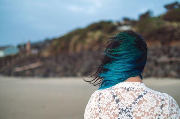 Blue hair, this is actually after at least a month of fading.