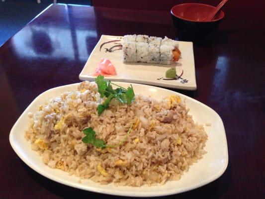 Lunch Chicken Fried Rice and a Chicken Roll!  Sorry, I had already consumed the soup...lol