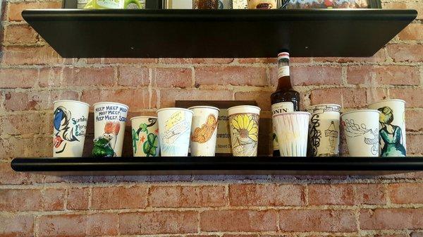 Art on cups.