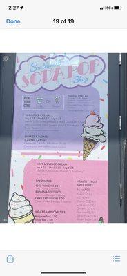 Sample of menu