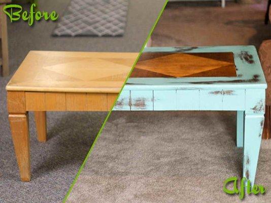 Tables can be painted, refinished, stained and faux finished to create something unique and new.