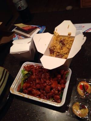 Orange chicken and pork fried rice