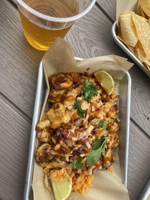 Pumpkin Cider, Bang Bang Shrimp Rice "Bowl" (everything came on trays).