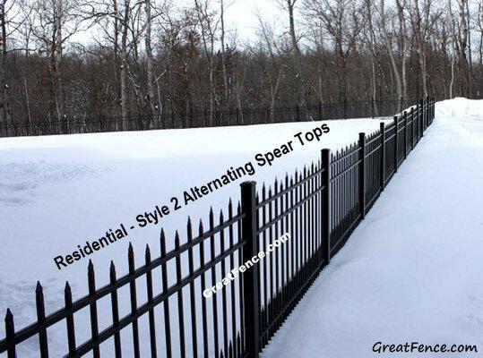 Alternating pickets in snow?  No problem!  Style 2 makes for the perfect home or ranch fence barrier.