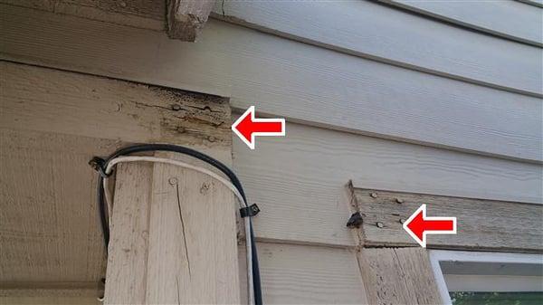 Moisture damage,cracking and peeling paint at south exterior