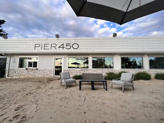 Outside view of the restaurant from outdoor seating area