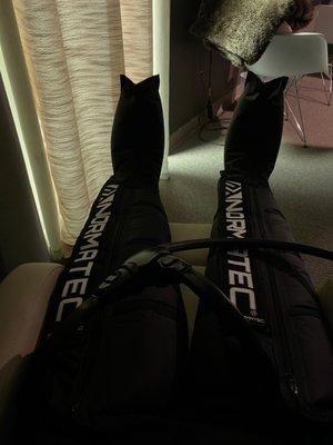 Super relaxing Normatec compression boots.  Helps with muscle recovery and feels like an amazing massage. I highly recommend.