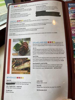 Menu - meat options