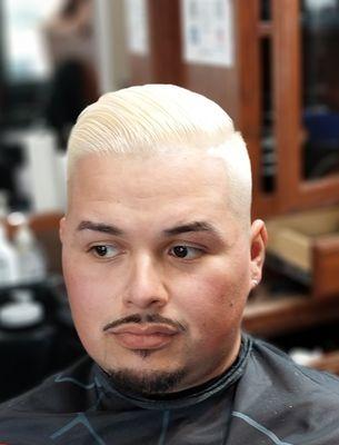 Razor fade and bleach plus color toner